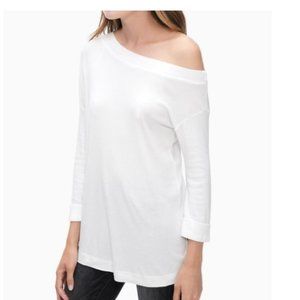 NWT Splendid Women One Shoulder Tunic Tee White Size Medium Long Sleeve $70 E055